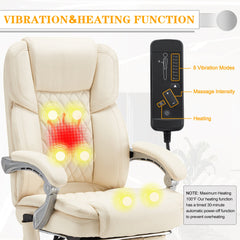 EROMMY Executive Office Chair, Ergonomic Desk Chair Big and Tall Massage and Heated, White-Erommy