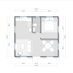 EROMMY Modern 20ft 2 Bedroom Folding House with Fully Equipped Bathroom, Portable Pre Built Container Home, Customizable Prefab Home for Outdoor Living-Erommy