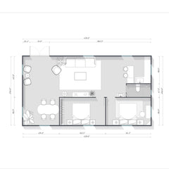 EROMMY Modern 40ft Extendable Container House, 2 Bedroom Folding House to Live In with Kitchen, Mobile Home Prefab Home with Fully Equipped Bathroom, Pre Built Portable House for Adults-Erommy