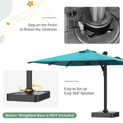 EROMMY 10 x 10 Outdoor Square Offset Umbrella with Sturdy Frame - Blue-Erommy