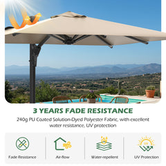 EROMMY 10 x 13 Outdoor Large Offset Umbrella - Beige-Erommy