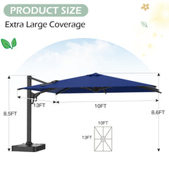 EROMMY 10 × 13 Cantilever Patio Umbrella – Navy-Erommy