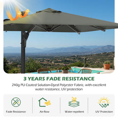 EROMMY 10 x 13 Outdoor Large Offset Umbrella - Gray-Erommy