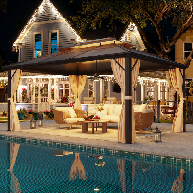 EROMMY 20'' Black Gazebo Fan with Light, 6 Speeds, Dimmable LED, Reversible (Gazebo not included)-Erommy