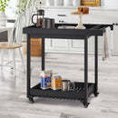 EROMMY 2-Tier Kitchen Cart Island, Rolling Kitchen Island, Kitchen Carts on Wheels with Storage and Handle, Black-Erommy