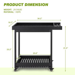 EROMMY 2-Tier Kitchen Cart Island, Rolling Kitchen Island, Kitchen Carts on Wheels with Storage and Handle, Black-Erommy