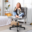 EROMMY Height Adjustable Criss Cross Chair with Wheels, Indoor Furniture Chairs, Cross-legged Armless Swivel Home Office Chair, Grey-Erommy