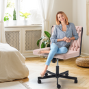 EROMMY Height Adjustable Criss Cross Chair with Wheels, Indoor Furniture Chairs, Cross-legged Armless Swivel Home Office Chair, Pink-Erommy