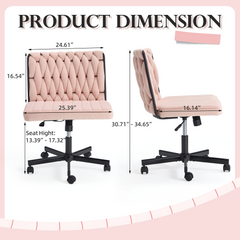 EROMMY Height Adjustable Criss Cross Chair with Wheels, Indoor Furniture Chairs, Cross-legged Armless Swivel Home Office Chair, Pink-Erommy