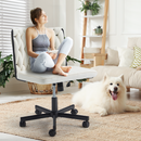 EROMMY Height Adjustable Criss Cross Chair with Wheels, Indoor Furniture Chairs, Cross-legged Armless Swivel Home Office Chair, White-Erommy