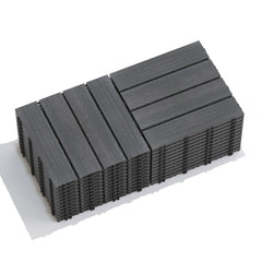 EROMMY WPC Wood-Plastic Composite Patio Deck Tiles Pack of 22, Interlocking DIY Flooring, Water Resistant Indoor Outdoor - 11.8" Dark Gray