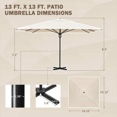 EROMMY Outdoor Patio Umbrella with Easy Button Click Mechanism, Ideal for Gardens and Parties, Beige-Erommy
