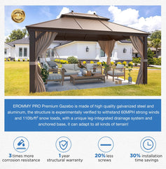 EROMMY 10X13 Small Gazebo with Netting for Backyard-Erommy