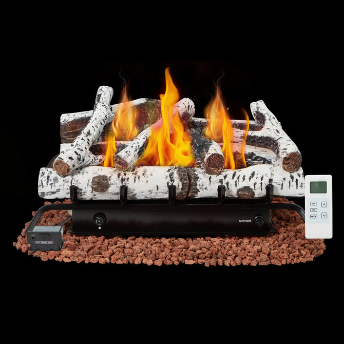 erommy 27 inch ventless propane fireplace logs white product image 1