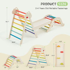 EROMMY 7-in-1 Wooden Climbing Toys for Toddlers, Montessori Indoor Playground Set, Rainbow-Erommy