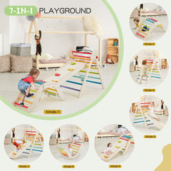 EROMMY 7-in-1 Wooden Climbing Toys for Toddlers, Montessori Indoor Playground Set, Rainbow-Erommy