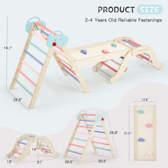 EROMMY 7-in-1 Wooden Climbing Toys for Toddlers, Montessori Indoor Playground Set, Light Color-Erommy