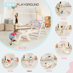 EROMMY 7-in-1 Wooden Climbing Toys for Toddlers, Montessori Indoor Playground Set, Light Color-Erommy