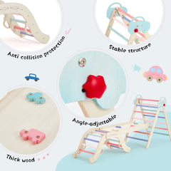 EROMMY 7-in-1 Wooden Climbing Toys for Toddlers, Montessori Indoor Playground Set, Light Color-Erommy