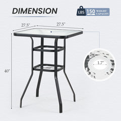 erommy 40 inch black patio bar table product image 3