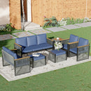 EROMMY 7 Piece Outdoor Sectional Patio Conversation Set, All Weather Outdoor Couch Set Patio Sofa Set for Deck, Lawn, Blue-Erommy