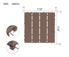 Erommy 44 PCS Interlocking Deck Tiles 12" x 12" – Brown Waterproof PP Flooring for Patio, Balcony, Bathroom, Garden & Poolside, Non-Slip, Easy DIY, Indoor Outdoor All-Weather Use-Erommy