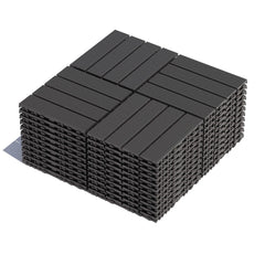 Erommy 44 PCS Interlocking Deck Tiles 12" x 12" – Dark Gray Waterproof PP Flooring for Patio, Balcony, Bathroom, Garden & Poolside, Non-Slip, Easy DIY, Indoor Outdoor All-Weather Use-Erommy