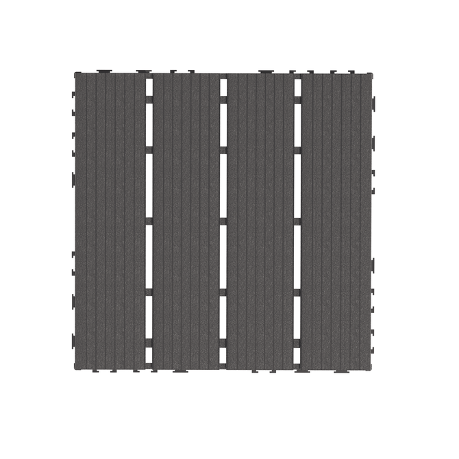 Erommy 44 PCS Interlocking Deck Tiles 12" x 12" – Dark Gray Waterproof PP Flooring for Patio, Balcony, Bathroom, Garden & Poolside, Non-Slip, Easy DIY, Indoor Outdoor All-Weather Use-Erommy