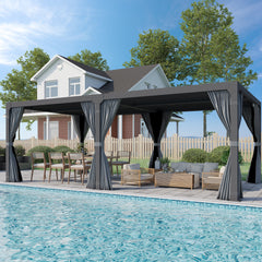 EROMMY 12x24 Adjustable Louvered Pergola with Waterproof Roof – Dark Grey-Erommy