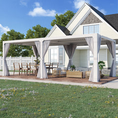EROMMY 12x24 Pergola with Adjustable Louvered Roof – White-Erommy