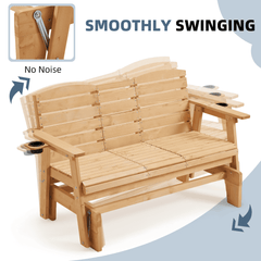 EROMMY Outdoor Glider Chair with Cup Holders, Garden and Park Chair, All-Weather Porch Glider Bench