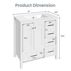 32-inch white bathroom vanity product image 2