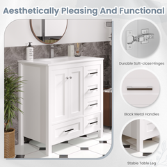 32-inch white bathroom vanity product image 5