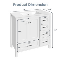 36-inch white bathroom vanity product image 2