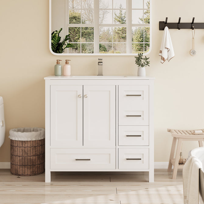 36-inch white bathroom vanity product image 9