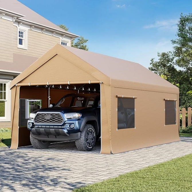 erommy carport 12x20 yellow with sidewalls