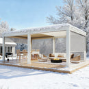 EROMMY 12x20 Large Aluminum Pergola with Louvered Canopy – White