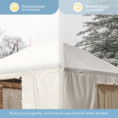 EROMMY Gazebo Cover for 10'x12' Gazebos, Beige(Gazebo not Included)-Erommy