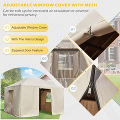 EROMMY Gazebo Cover for 10'x13' Gazebos, Beige(Gazebo not Included)