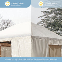 EROMMY Gazebo Cover for 12'x14' Gazebos, Beige(Gazebo not Included)-Erommy