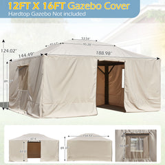 EROMMY Gazebo Cover for 12'x16' Gazebos, Beige(Gazebo not Included)