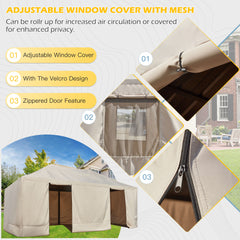 EROMMY Gazebo Cover for 12'x20' Gazebos, Beige(Gazebo not Included)