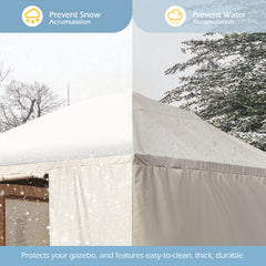 EROMMY Gazebo Cover for 12'x20' Gazebos, Beige(Gazebo not Included)