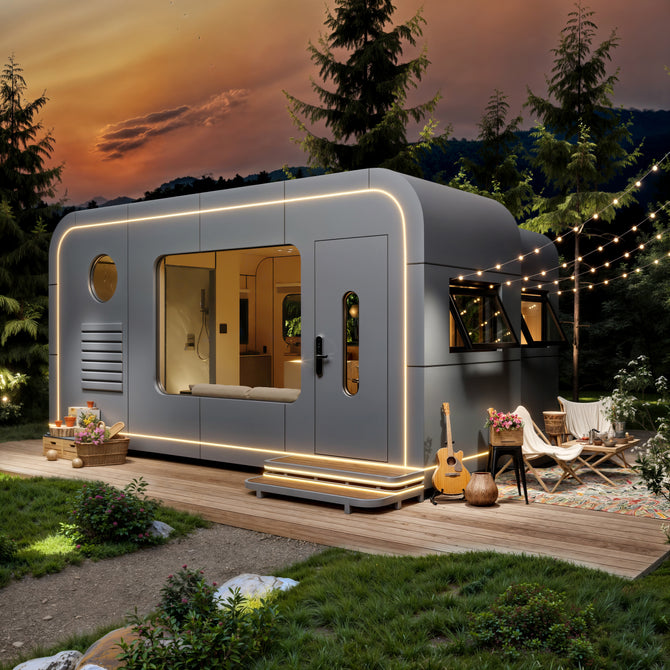 EROMMY Modern Foldable Mobile Home, Extendable Container House with Fully Equipped Bathroom, Prefab House for Adults to Live In – One Bedroom Portable Pre Built House-Erommy