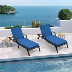 EROMMY Outdoor Lounge Chair Cushion Replacement Set of 2, Dark Blue-Erommy