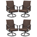 EROMMY Patio Wicker Swivel Chair Set of 4, Heavy Duty Outdoor Dining Chair with 23.5'' High Back, Extra-Large Water-Fall Seat, Gentle Rocker