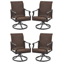 EROMMY Patio Wicker Swivel Chair Set of 4, Heavy Duty Outdoor Dining Chair with 23.5'' High Back, Extra-Large Water-Fall Seat, Gentle Rocker