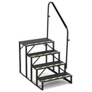 EROMMY 4-Step RV Steps with Handrail, 660 LBS Metal RV Stairs with Armrest Cover, Anti-Slip Hot Tub Steps, Mobile Home Steps with Non-Skid Tapes