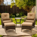EROMMY 5-Piece Outdoor Swivel Rocker Set with Cushions & Glass Table, Khaki-Erommy