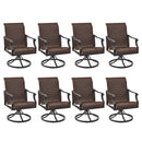 EROMMY Patio Wicker Swivel Chair Set of 8, Heavy Duty Outdoor Dining Chair with 23.5'' High Back, Extra-Large Water-Fall Seat, Gentle Rocker